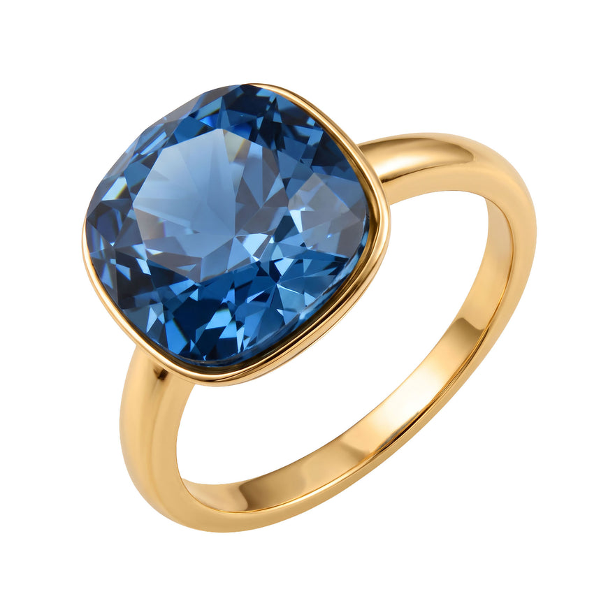 Žiedas su mėlynu Swarovski kristalu