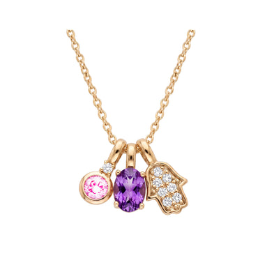 Hamsa ir violetinis cirkonis, vėrinys