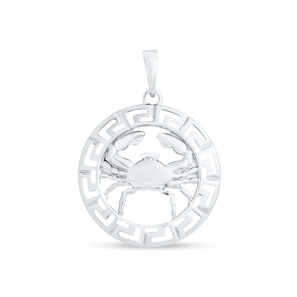 Vėžio zodiako pakabukas su detaliu krabu ažūriniame meandro rate ir platinos danga